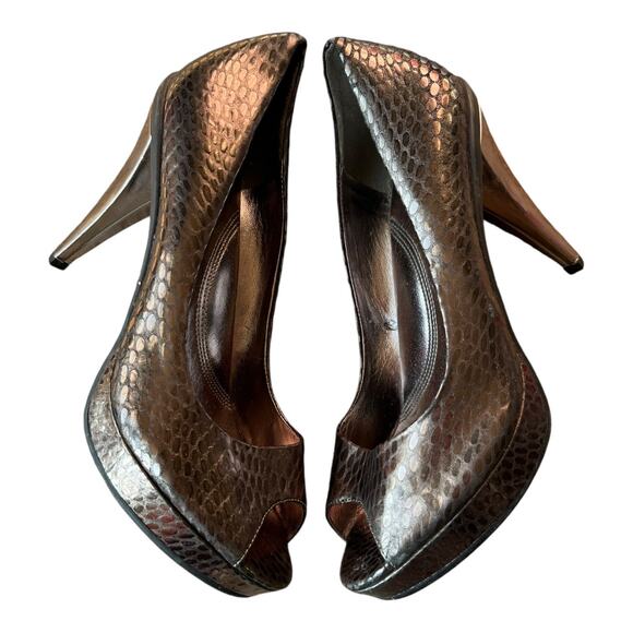 Kenneth Cole peep show python 4.75" heels with platform size 10 - Picture 2 of 12